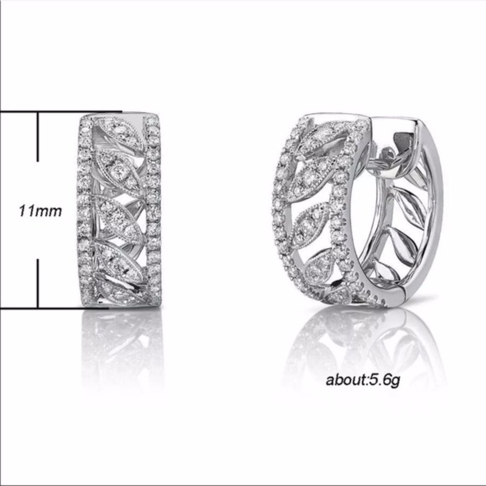 New Women Luxury 925Silver Bridal Diamond Earrings - Picture 5 of 6